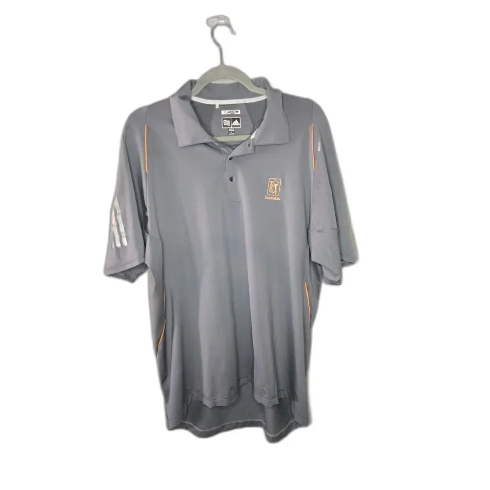 Adidas Men's Gray Climacool TPC Scottsdale Short Sleeve Polo Size large